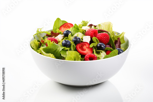 a bowl of salad with berries and cheese