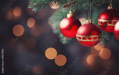 Decorated Christmas tree with ball