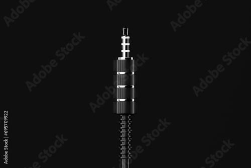 3.5 mm audio mini jack plug isolated on a black background. 3d illustration