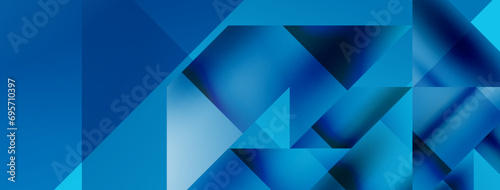 Vivid abstraction unfolds. Triangles in seamless harmony, composing dynamic geometric backdrop. Interplay of angles and hues forms captivating tapestry, evoking modernity and artistic allure