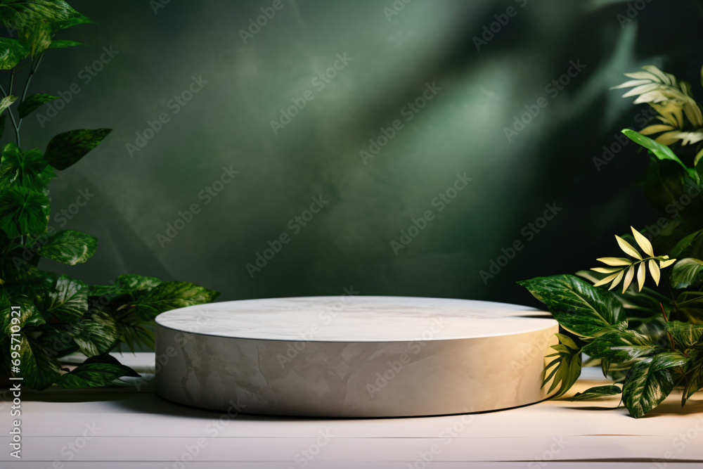 a white table with a plant on top of it a white table with a plant on top of it