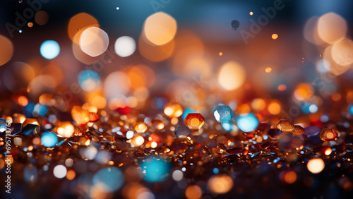 Beautiful bokeh background of christmas lights in the city,Generative AI