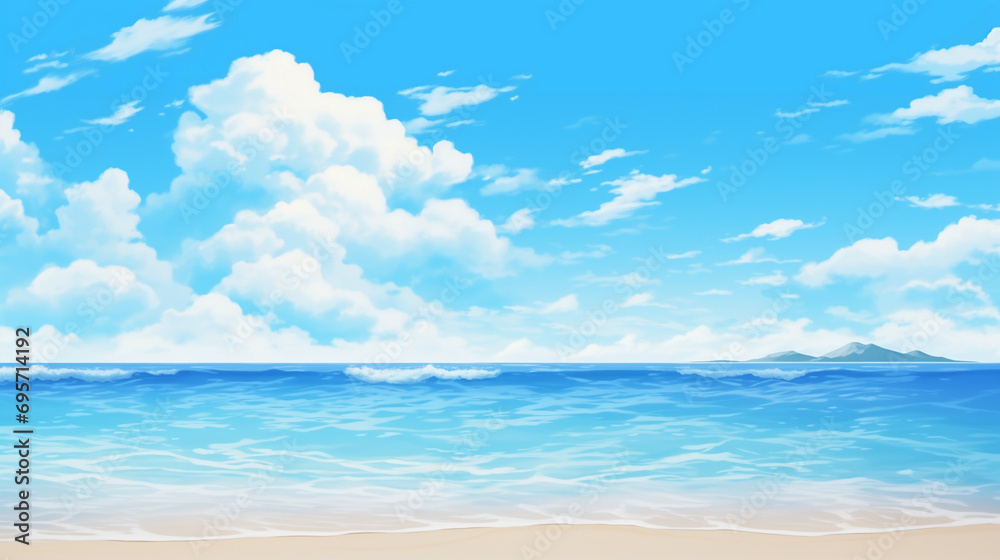 Obraz premium 맑은 날씨의 바다 일러스트