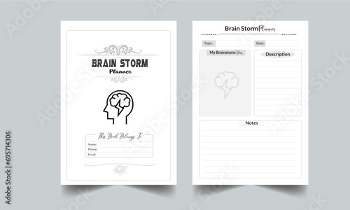 Brain Storm Planner. Daily Gratitude Monthly & Yearly Undated Planner. Journal. Printable Gratitude Journal. Planner Bundle Design. Printable Planner Set with cover page layout template