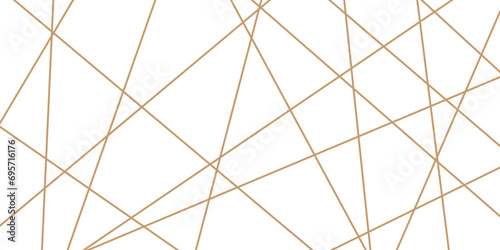 Abstract luxury gold geometric random chaotic lines with many squares and triangles shape on white background. 