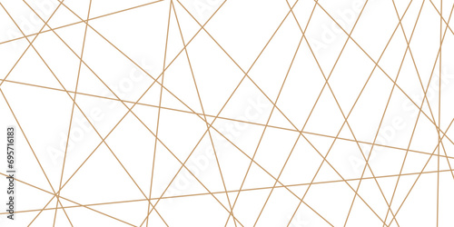 Abstract luxury gold geometric random chaotic lines with many squares and triangles shape on white background. 