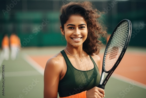 young indian woman playing tennis