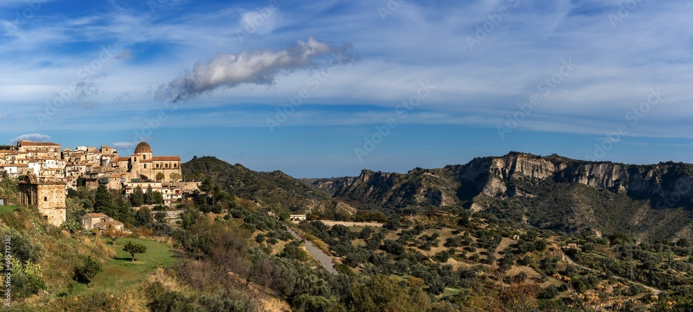 panorama view of the picturesque mountain village of Stilo in Calabria