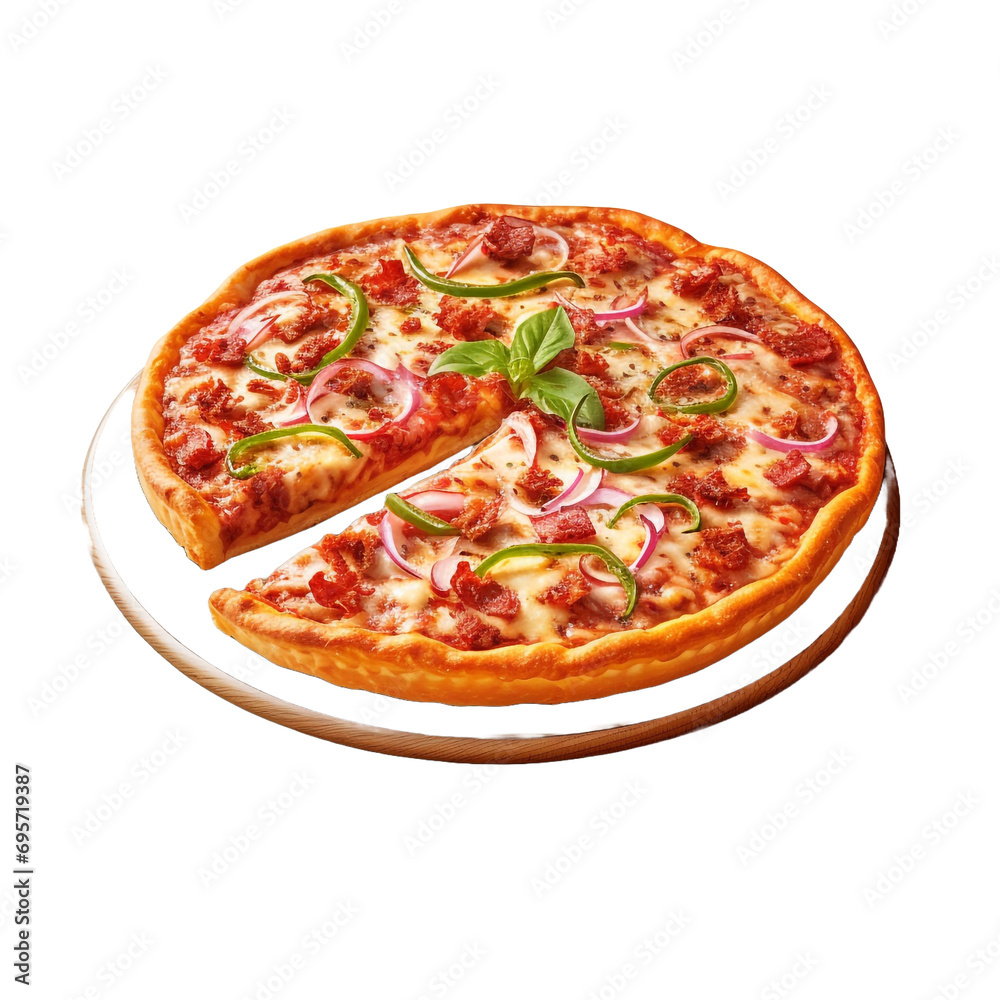 Chicago-style pizza foodisolated on transparent background