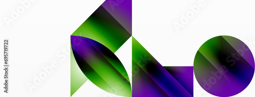 Serene gradient template. Circles and triangles mingle in minimalist perfection. Gentle fusion of forms and hues creates balanced yet captivating backdrop, embodying modern sophistication