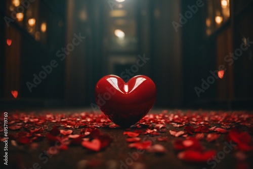 red heart on a dark background hape, romantic, card, red, holiday, illustration, design, decoration, vector, celebration, 