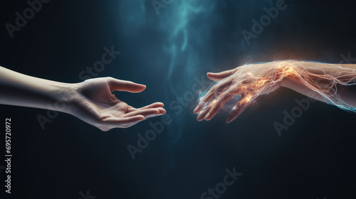 Close up of human hands touching