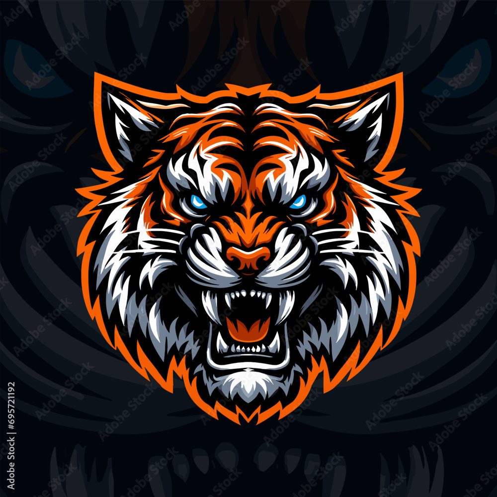 Fototapeta premium Sport and E-Sport Teams' Logo Tiger Mascot in Black Illustration