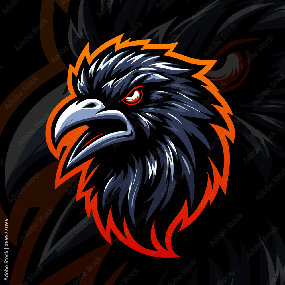 Obraz premium Sport and E-Sport Teams' Logo Crow Mascot in Black Illustration