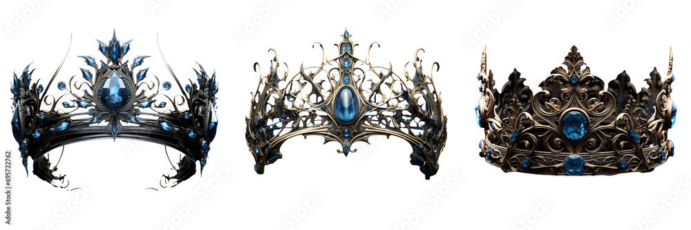 Obraz premium Enchanting Blue Crown - Regal Fantasy Object on Transparent Background