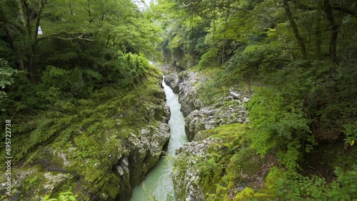 Cinematic shot of Takachiho gorge in Miyazaki Prefecture, Japan
