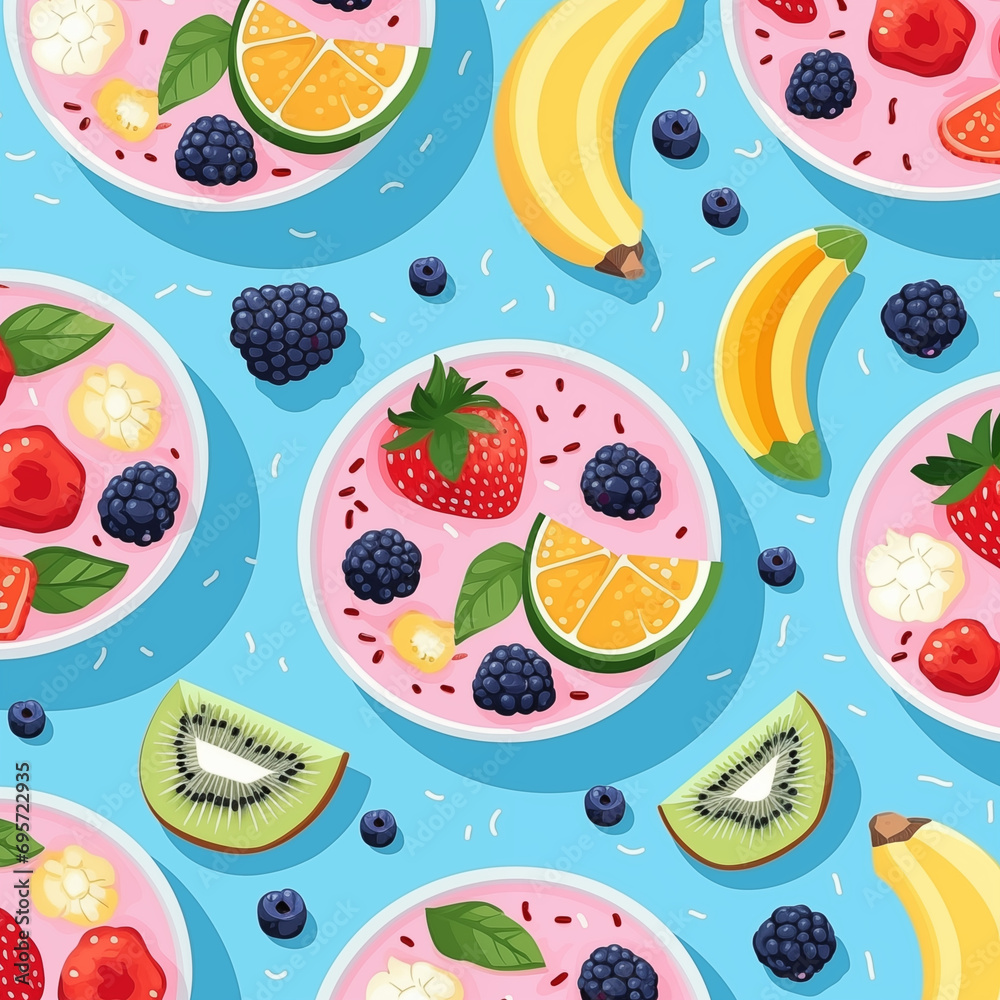 Fresh fruit smoothie bowl background.