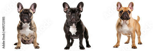 Adorable French Bulldog Set - Full Body Portraits on Transparent Background