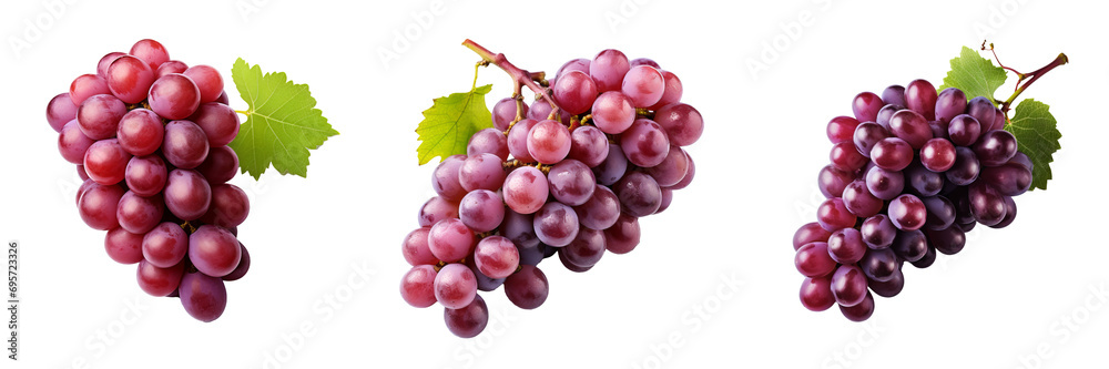 Fototapeta premium Gorgeous Grape Collection: Vibrant Fruit Set with Transparent Background