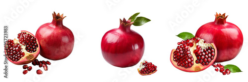 Vibrant and Luscious Pomegranate Set on Transparent Background photo