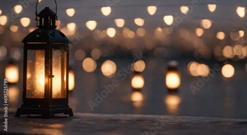 lanterns shine at night photo