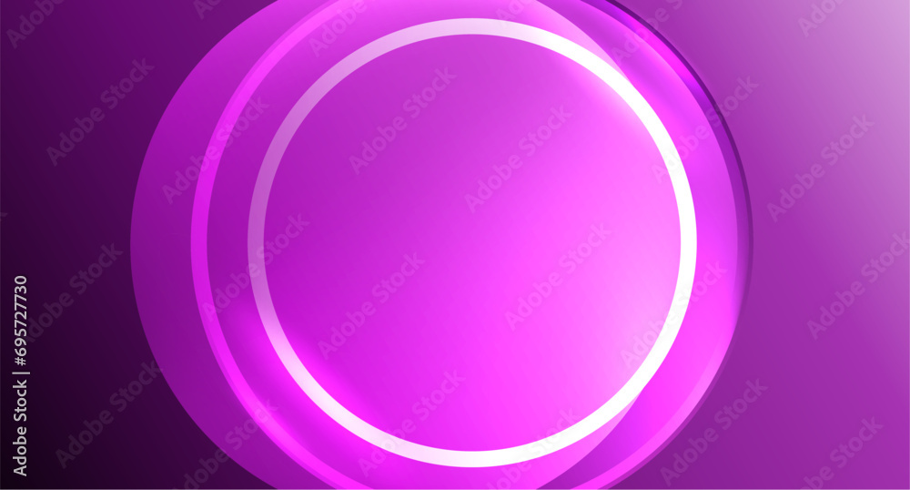 Neon glass circle copyspace for your text or product presentation geometric background. Vector illustration For Wallpaper, Banner, Background, Card, Book Illustration, landing page