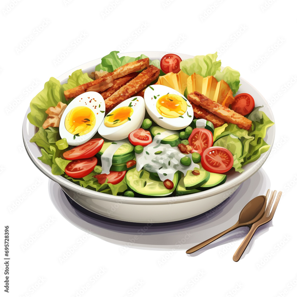 Cobb salad isolated on transparent background Cobb salad isolated on transparent background