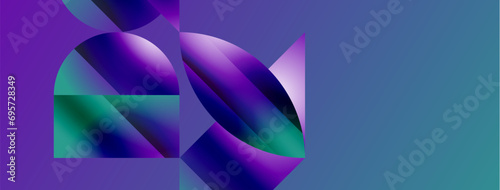 Serene gradient template. Circles and triangles mingle in minimalist perfection. Gentle fusion of forms and hues creates balanced yet captivating backdrop, embodying modern sophistication