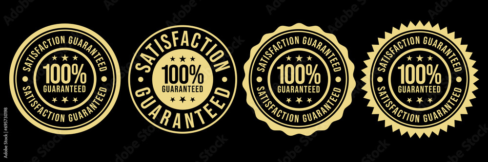 100% Satisfaction Guaranteed or 100% Satisfaction Label Vector Isolated in Flat Style. Best 100% Satisfaction Guaranteed Label Vector for product packaging. Elegant 100% Satisfaction Label Vector. - obrazy, fototapety, plakaty 
