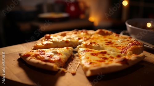 A Delicious Pizza on a Rustic Wooden Cutting Board
