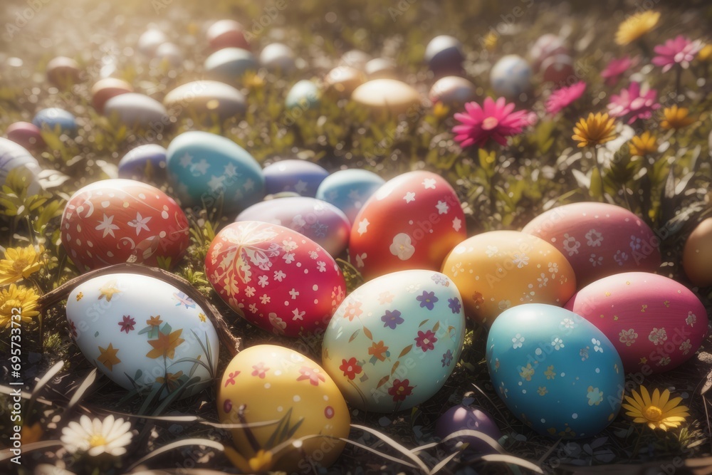 easter eggs in the grass easter eggs in the grass