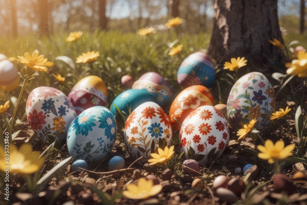 easter eggs in the grass easter eggs in the grass