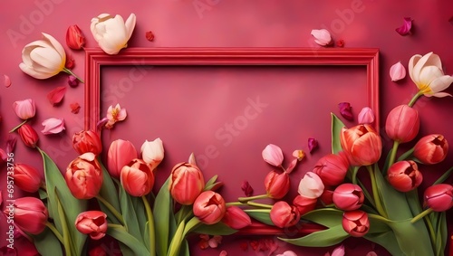 pink tulips on table