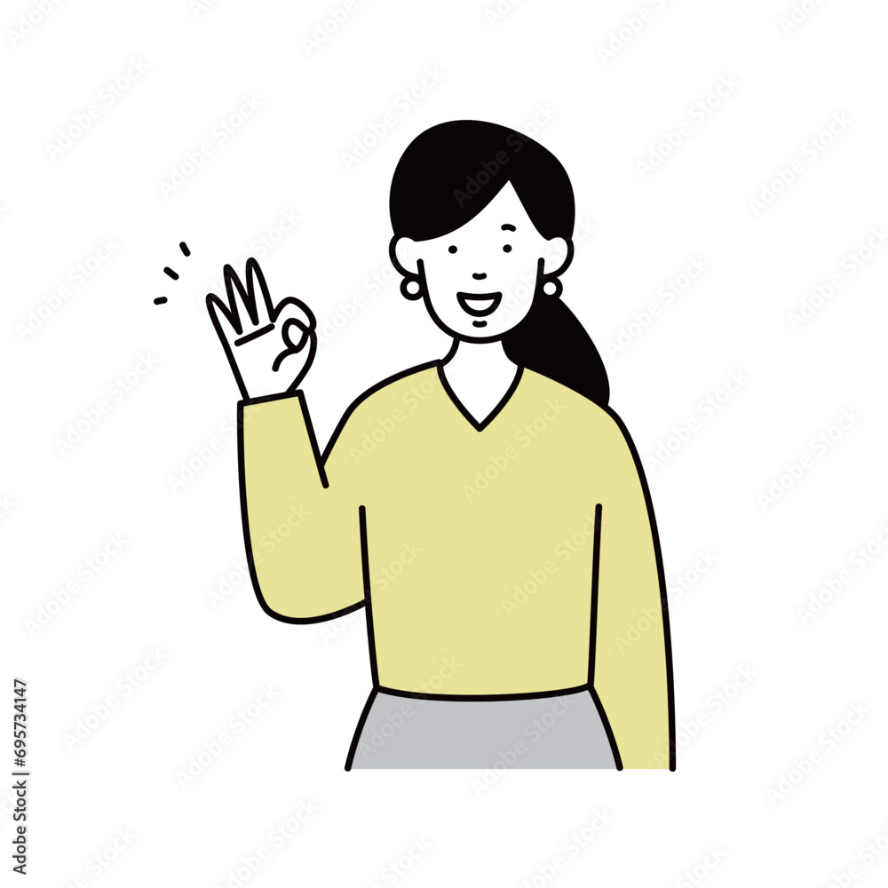 指差しをする女性のビジネスパーソンのイラスト素材