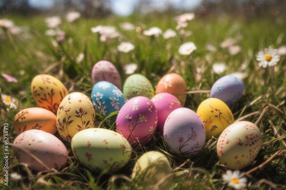 Fototapeta premium easter eggs in grass