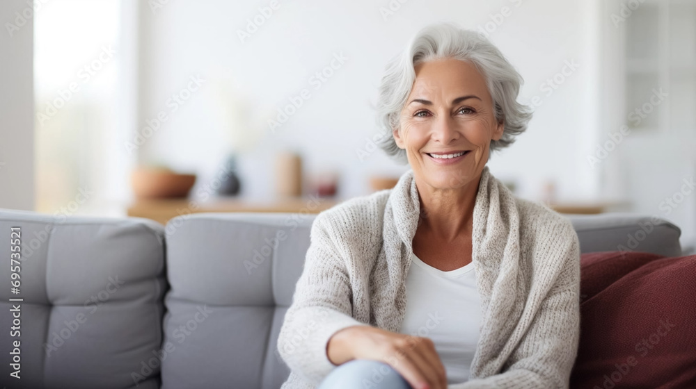 copy space, stockphoto, middle aged woman sitting on sofa at home, single mature senior in living room. Happy woman sitting. Carefree lifestyle. Aged woman in good health. copy space, stockphoto, middle aged woman sitting on sofa at home, single mature senior in living room. Happy woman sitting. Carefree lifestyle. Aged woman in good health.