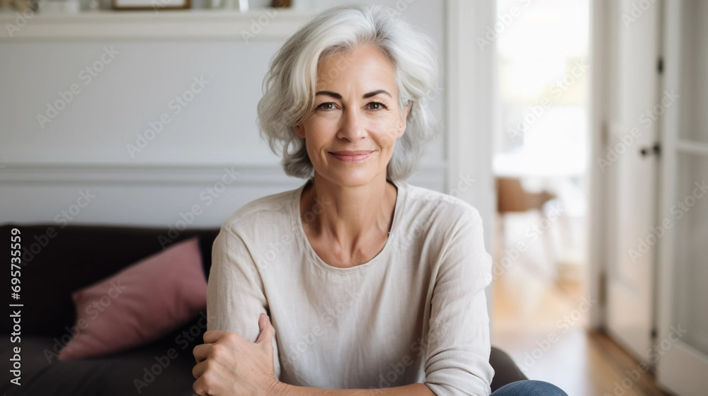 copy space, stockphoto, middle aged woman sitting on sofa at home, single mature senior in living room. Happy woman sitting. Carefree lifestyle. Aged woman in good health. copy space, stockphoto, middle aged woman sitting on sofa at home, single mature senior in living room. Happy woman sitting. Carefree lifestyle. Aged woman in good health.