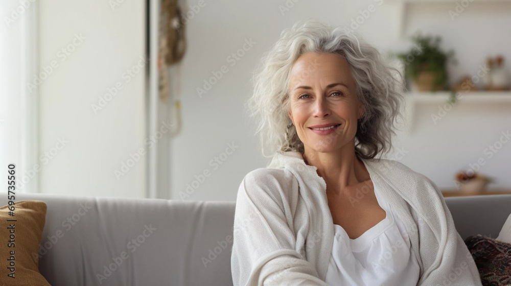 copy space, stockphoto, middle aged woman sitting on sofa at home, single mature senior in living room. Happy woman sitting. Carefree lifestyle. Aged woman in good health. copy space, stockphoto, middle aged woman sitting on sofa at home, single mature senior in living room. Happy woman sitting. Carefree lifestyle. Aged woman in good health.