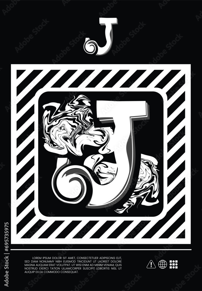 Obraz premium Letter J art style design, modern and stylish. abstract design vector illustration for street style t-shirt. Classic and vintage style
