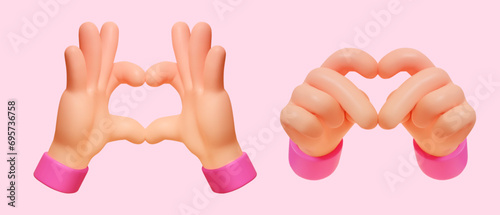 3D love hand gesture element set