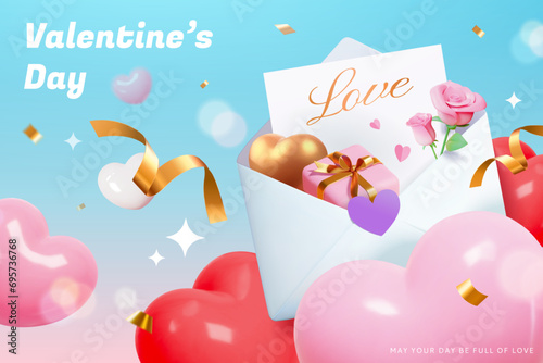 3D Valentines love letter card