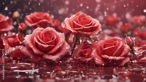 pink rose with drops Abstract love concept background sweet red rose in romantic drea pink rose with drops of water

