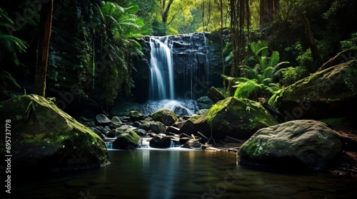 rain forest waterfall .