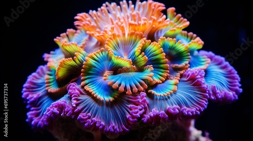 Rainbow coloration open brain LPS coral -  photo