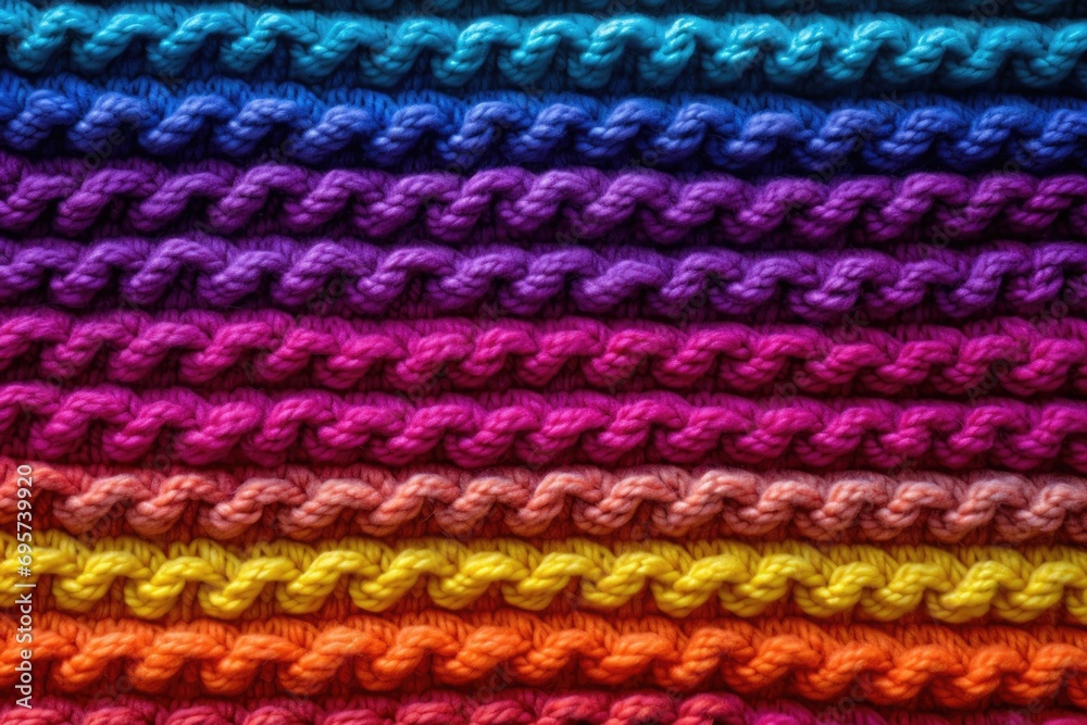 Close up of knitted fabric. Colorful background