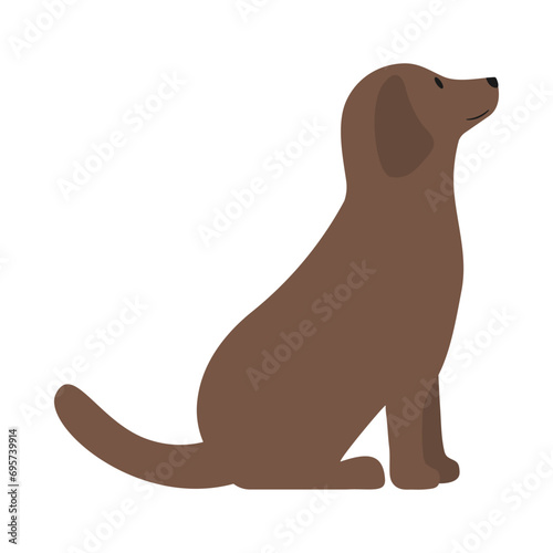 Cute dog is sitting on floor. Vector  isolated on white background.