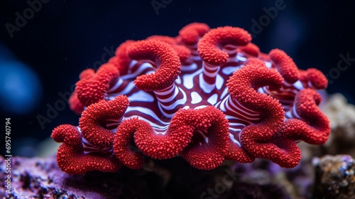 Red montipora with white polyps.