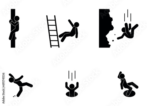 warning signs, danger of falling, man falling icon