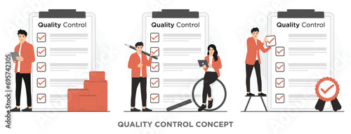 Flat vector product quality control  concept illustration