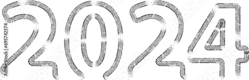 Tire Tracks . New year 2024. Car tread silhouette.